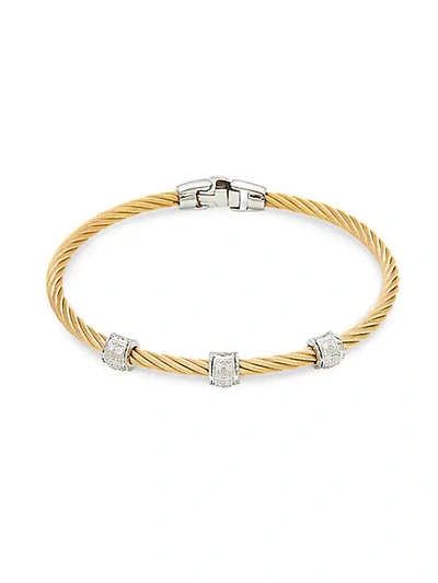Alor Two-tone Stainless Steel, 18k White Gold & Diamond Bracelet