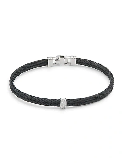 Alor Stainless Steel, 18k White Gold & Diamond Cable Bracelet