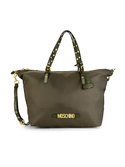 Moschino Grommet-detailed Tote In Green