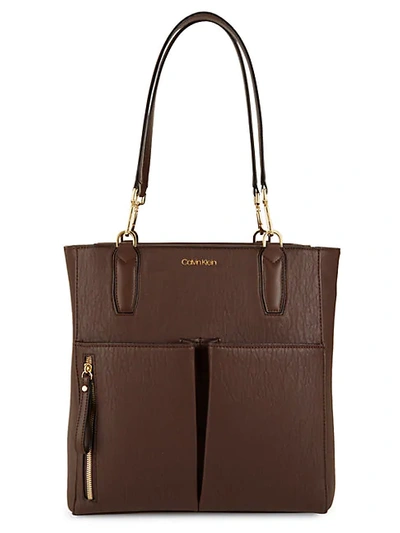 Calvin Klein Top Zip Faux Leather Tote