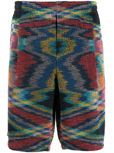 Missoni Printed Cotton-blend Bermuda Shorts In Blue