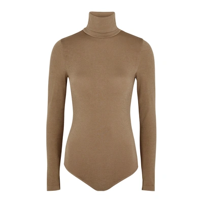 Wolford Colorado Brown Cotton-blend Bodysuit In Light Brown