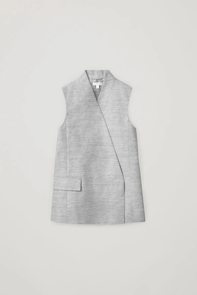 Cos Sleeveless Linen-mix Blazer In Grey