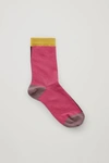 Cos Colour-block Cotton Socks In Pink