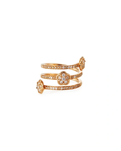 Pasquale Bruni 18k Rose Gold Diamond-flower Coil Ring
