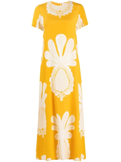 La Doublej Swing Big Pineapple-print Silk Dress