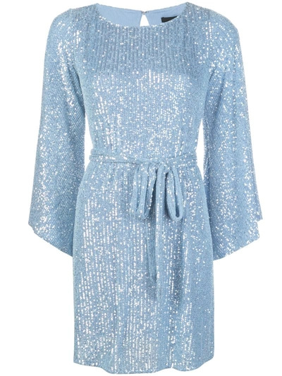 Jay Godfrey Maggie Sequined Belted Dress In Blue