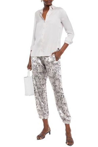 Atm Anthony Thomas Melillo Cropped Snake-print Silk-satin Tapered Pants In Animal Print