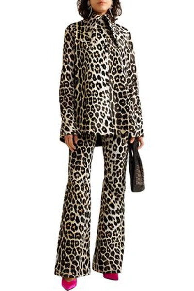 16arlington Newman Leopard-print Calf Hair Flared Pants In Animal Print