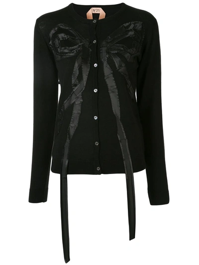 N°21 Rhinestone-embellished V-neck Cardigan In Black