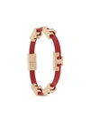 Tory Burch Goldtone Logo Leather Bracelet In Crazy Pink