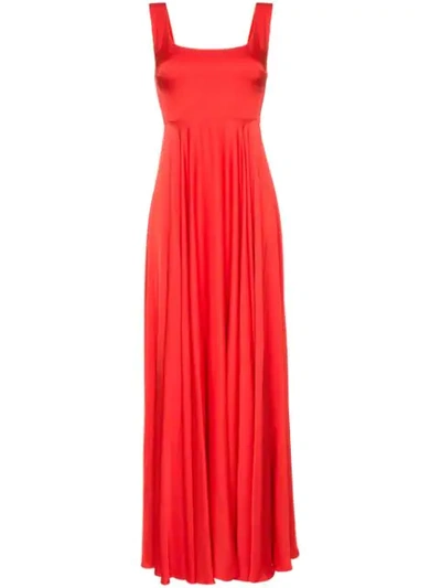 Solace London Sleeveless Squareneck Satin Gown In Red