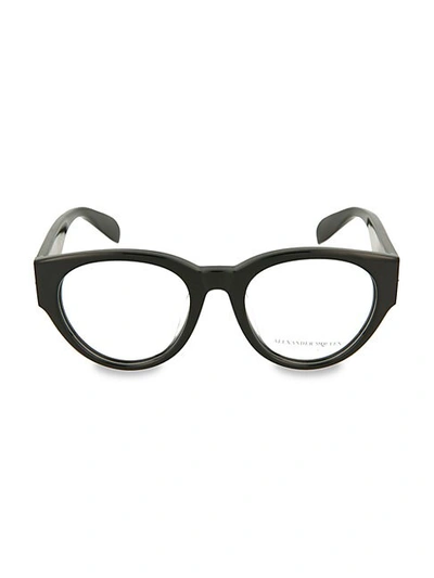 Alexander Mcqueen 51mm Cat Eye Optical Glasses In Black