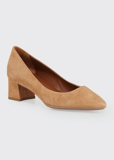 Aquatalia Women's Pasha Weatherproof Block-heel Pumps In Sand Suede