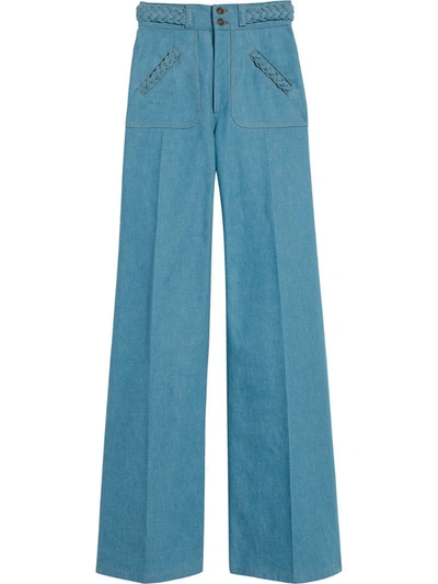 Marc Jacobs Women's Runway High-rise Flared Braid Jeans In Dark Turquoise