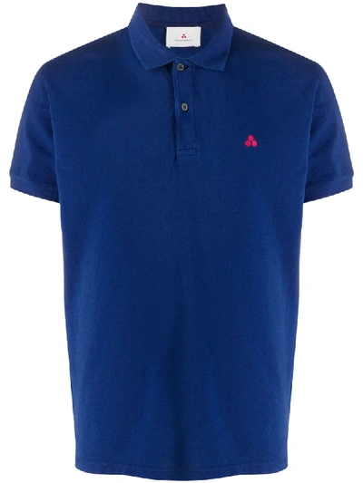 Peuterey Embroidered Logo Shortsleeved Polo Shirt In Blue