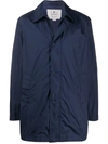 Woolrich Concealed Front Coat In Blue
