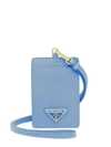Prada Triangular Logo Badge Holder In Blue