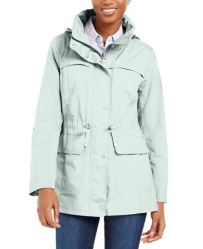 Cole Haan Packable Hooded Water-resistant Anorak Coat In Light Green