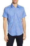 Robert Graham Jackson Regular Fit Short Sleeve Button-up Shirt In Blue