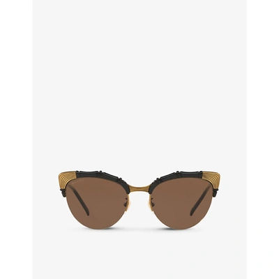 Gucci Womens Black Gg0661s Bamboo-detail Cat-eye Sunglasses In Brown