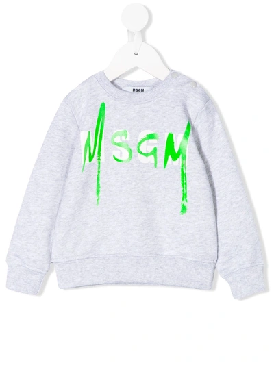 Msgm Babies' Grey Sweatshirt With Frontal Logo Press