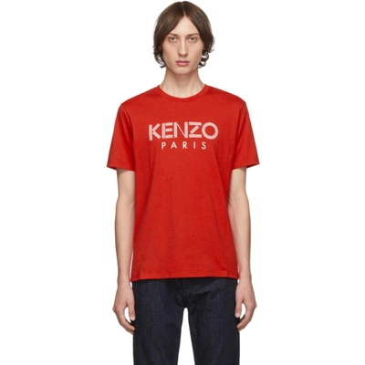 Kenzo Paris Logo Print T-shirt In Red