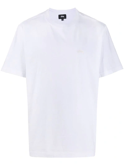 Stussy Stock Logo Cotton Jersey T-shirt In White