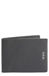 Tumi Nassau Leather Double Billfold Wallet In Grey Texture