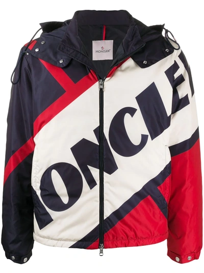 Moncler Slim-fit Logo-print Shell Hooded Down Jacket In Blue