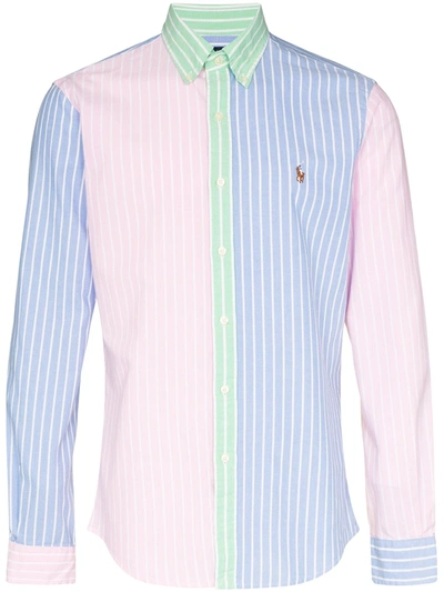 Polo Ralph Lauren Button-down Collar Colour-block Striped Cotton Oxford Shirt In Blue