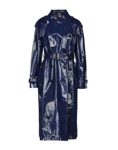 Burberry Overcoats In Bright Blue