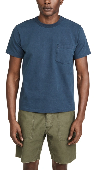Velva Sheen Pigment Dyed Pocket T-shirt In Navy