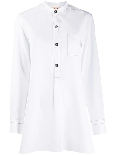 Marni Mandarin Collar Shirt In White