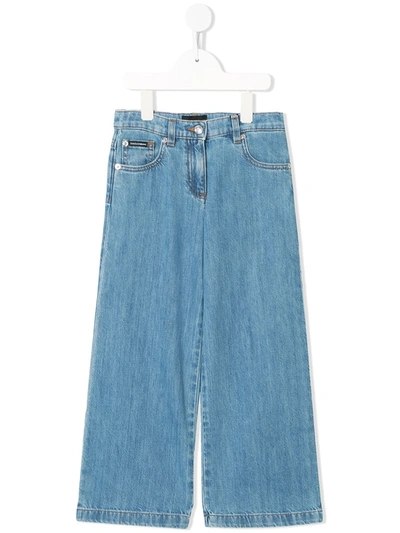 Dolce & Gabbana Kids' Five Pocket Design Denim Trousers In Blue