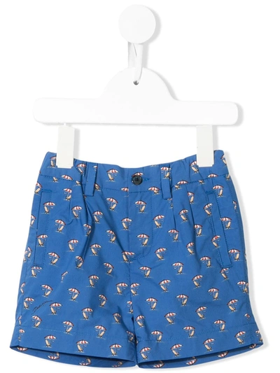 Dolce & Gabbana Babies' Sunlounger And Parasol Print Bermuda Shorts In Blue