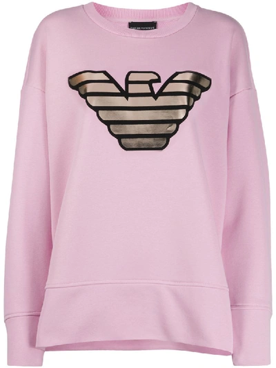 Emporio Armani Sweatshirt Mit Logo-print In Pink