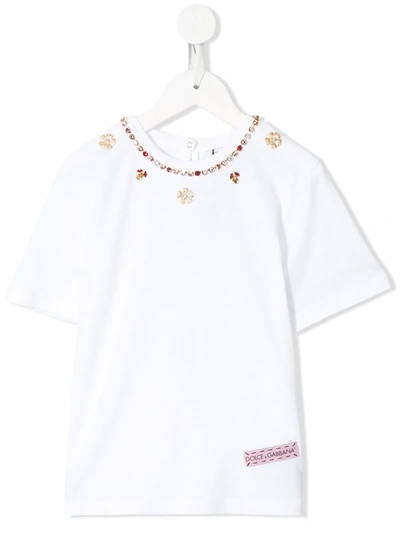 Dolce & Gabbana Kids' Crystal-embellished T-shirt In White