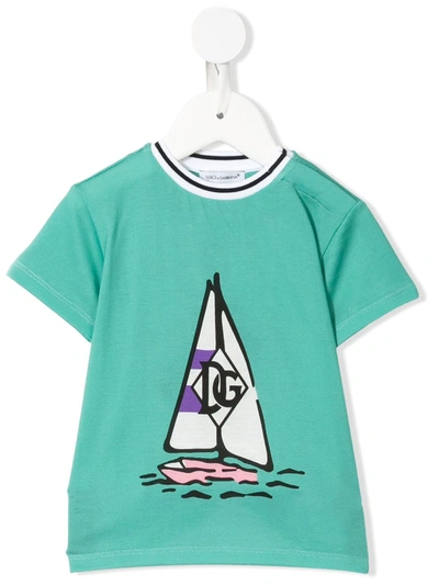 Dolce & Gabbana Babies' Boat Print T-shirt In Green