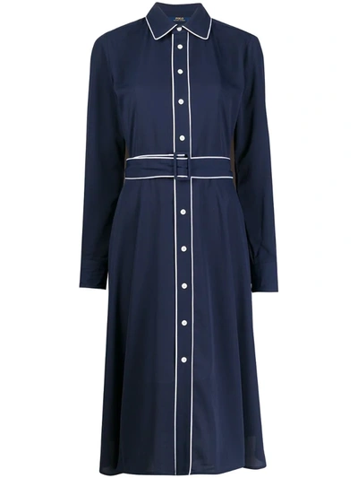Polo Ralph Lauren Piped Trim Dress In Blue