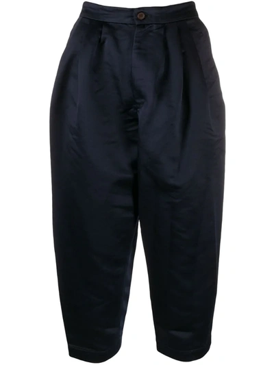 Comme Des Garçons Comme Des Garçons Cropped Tapered Trousers In Blue