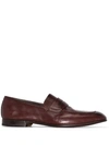 Ermenegildo Zegna Slim Almond-toe Loafers In Brown