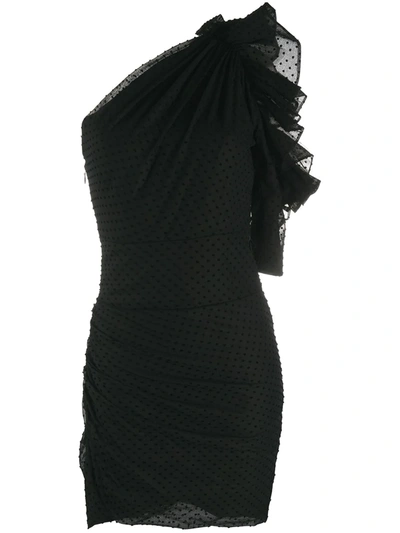 Alexandre Vauthier Asymmetric Polka Dot Dress In Black