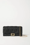 Fendi Baguette Ff-embossed Clutch Bag In Black