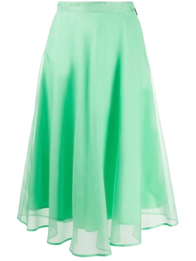 Msgm Sheer Overlay Midi Skirt In Green