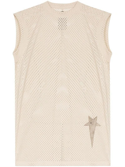 Rick Owens X Champion X Champion Longline Mesh Waistcoat In Neutrals