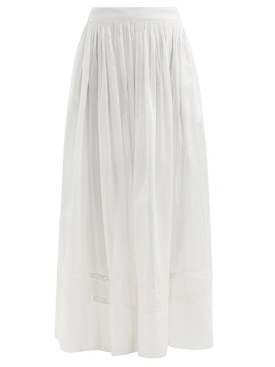Mimi Prober Salter Lace-trimmed Organic-cotton Maxi Skirt In White