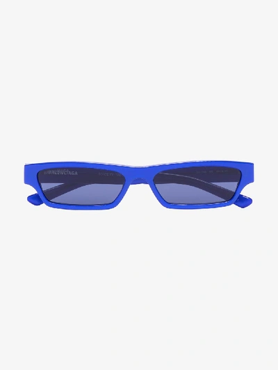 Balenciaga Blue Narrow Rectangular Sunglasses