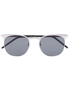 Saint Laurent Silver Tone 350 Round Sunglasses In Black