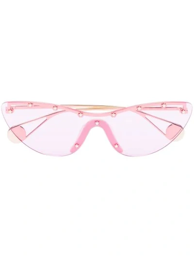 Gucci Cat-eye Stud Embellished Mask Sunglasses In Pink